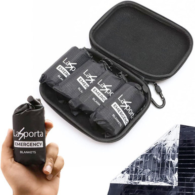 Extra Large 84" x 60" Black Emergency Space Blanket Set