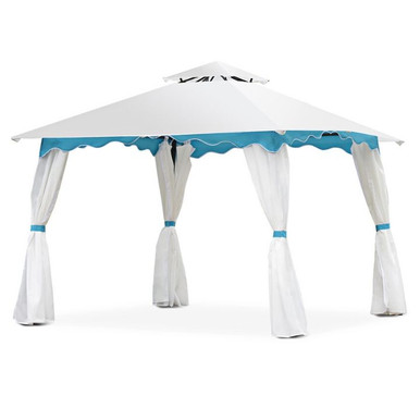 White and Blue 10' x 10' Canopy Shelter Gazebo