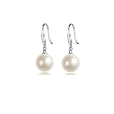 .925 Sterling Silver Hanging Pearl Earrings 
