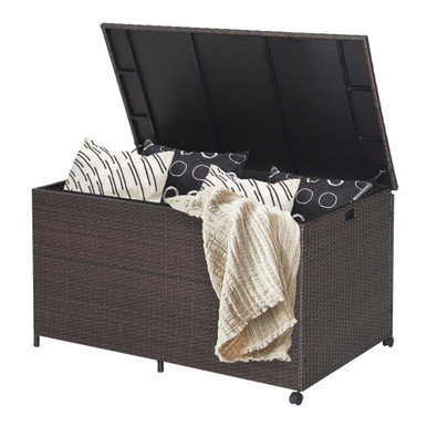 133-Gallon Patio Rattan Storage Container with Wheels