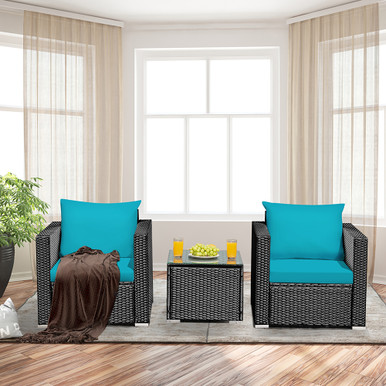3-Piece Patio PE Rattan Wicker Furniture Set