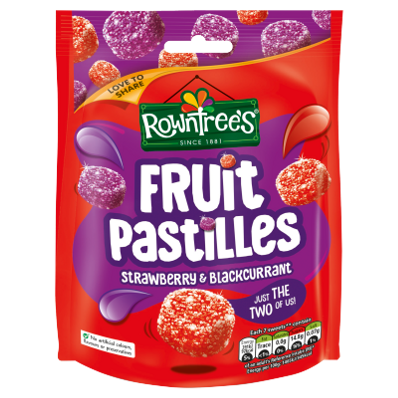 Rowntrees -  Fruit Pastilles  Strawberry and Blackcurrant 150g