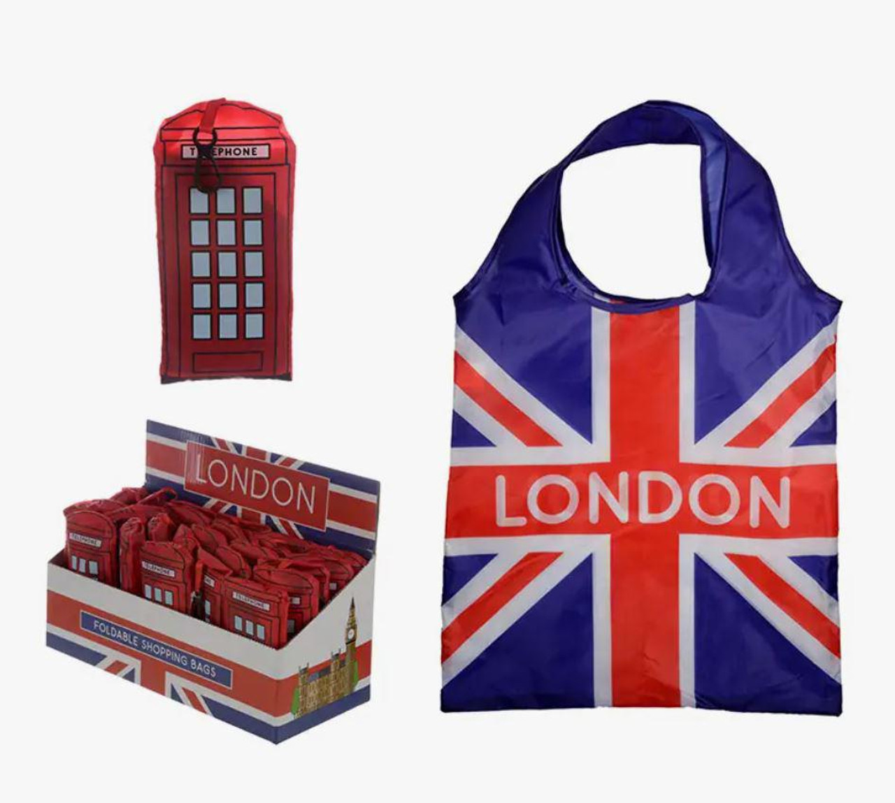 Foldable Shopping Bag - London Icons Red Telephone Box