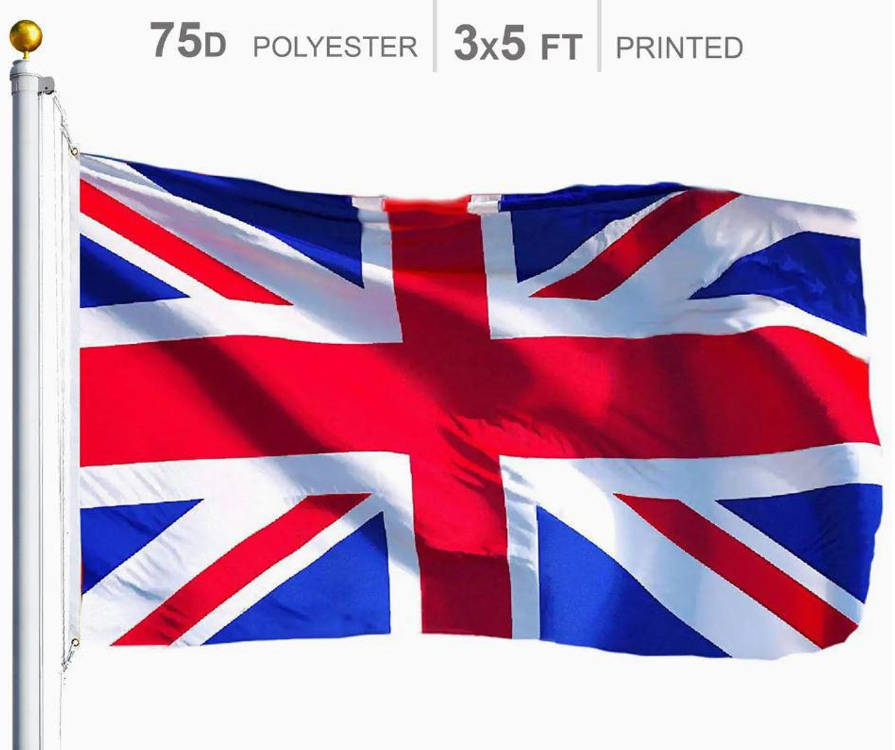 G128- United Kingdom Flag 100D Printed Polyester, 3x5 ft