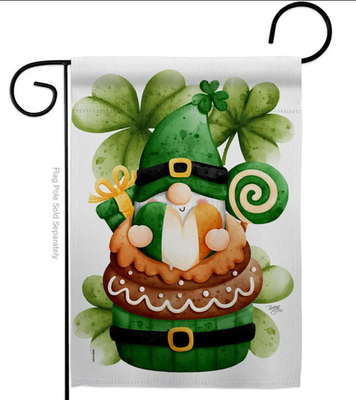 St. Patrick Gnome Garden Flag