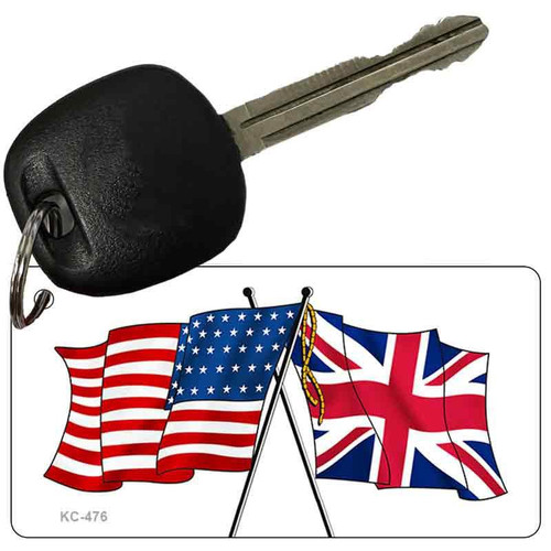USA/UK Crossed Flags Novelty Keychain