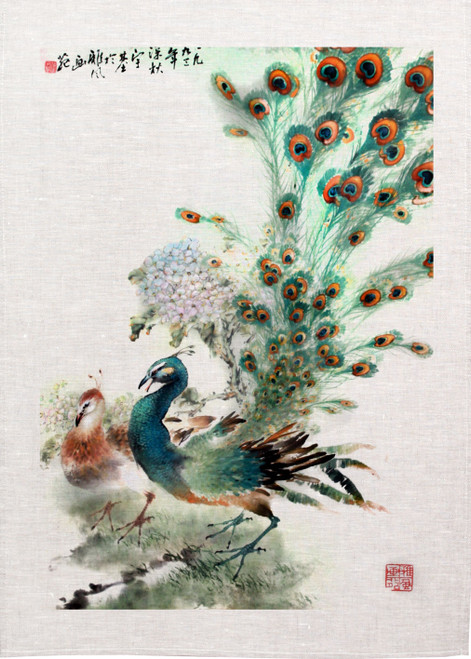 Peacock Art Printed Tea Towel