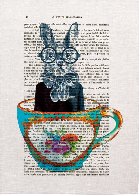 Bunny In A Tea Cup Printed Cup Printed Tea Towel