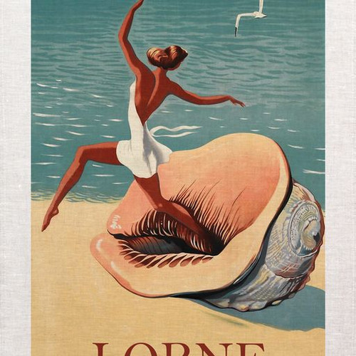 Beach Lorne Printed Tea Towel