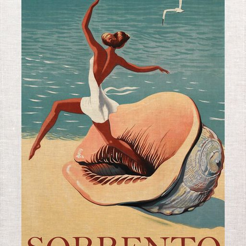 Beach Sorrento Printed Tea Towel