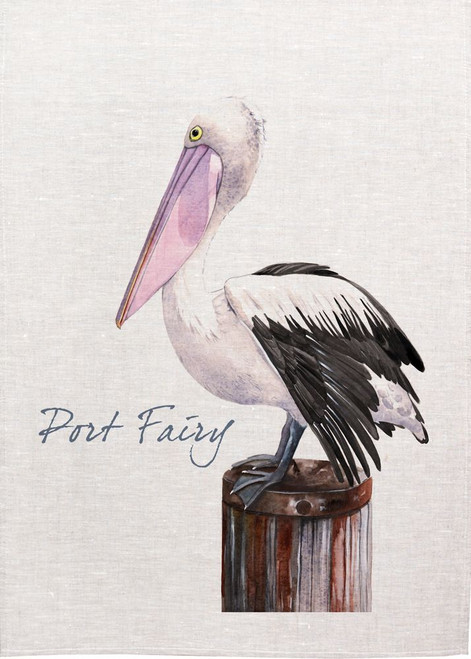 Pelican In Port Fairy Printed Tea Towel