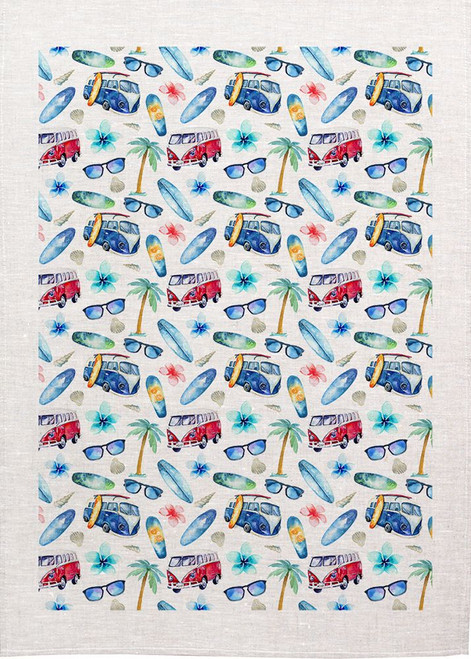 Repeat Beach Pattern, Edge To Edge Printed Tea Towel