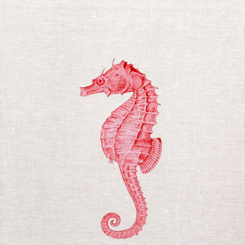 Seahorse Pink Printed Tea Towel