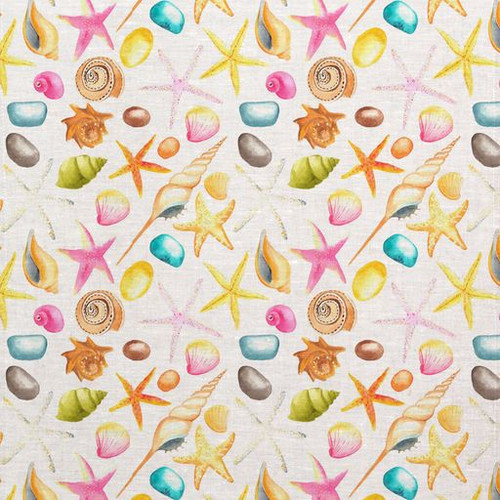Colourful Seashells And Fishes Repeat Pattern Printed Tea Towel