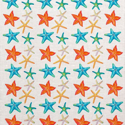 Colourful Starfishes Repeat Pattern Printed Tea Towel