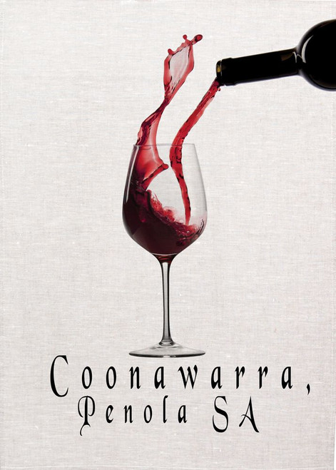 Wine, Coonawarra, Penola S.A., Printed Tea Towel