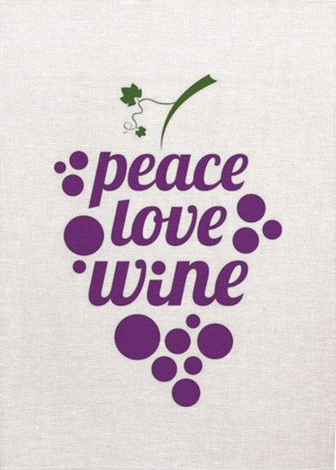 Peace, Love, Wine Printed Tea Towel