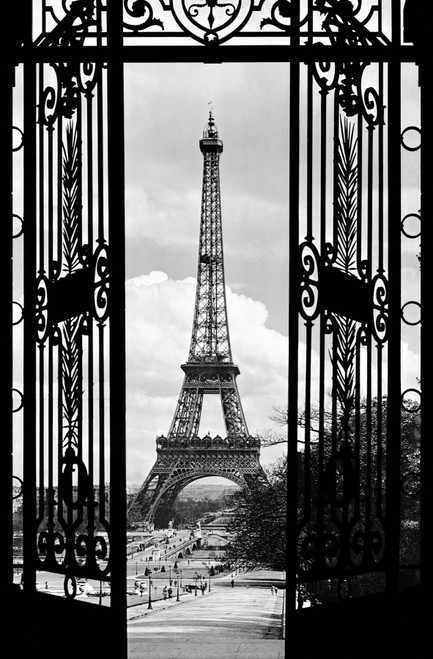 Monochrome View Of Eiffel Tower Printed Tea Towel