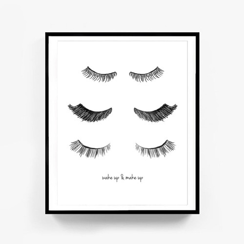 Wake Up & Make Up Printed Tea Towel