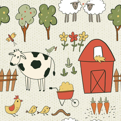 Farmhouse Pattern printed Tea Towel