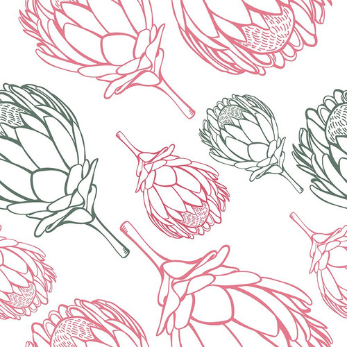 Gumnut Protea Seamless Pattern Printed Tea Towel