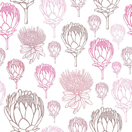 Gumnut Protea Seamless Pattern Printed Tea Towel