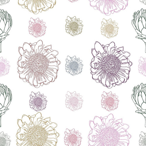 Gumnut Protea Seamless Pattern Printed Tea Towel