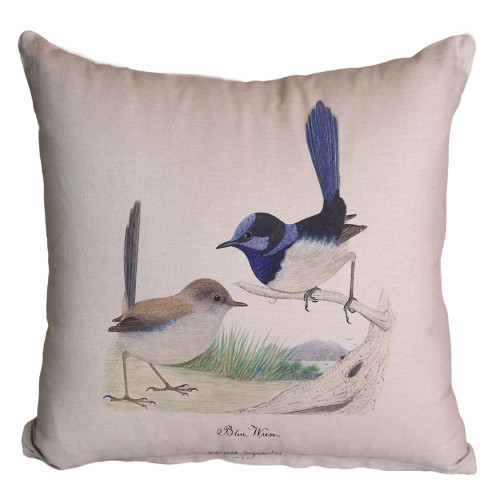 Blue Wren Printed Cushion Cover