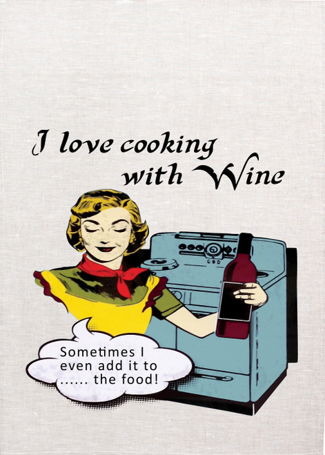 High Tea, I love to cook with wine, Printed Tea Towel, wine05_KT