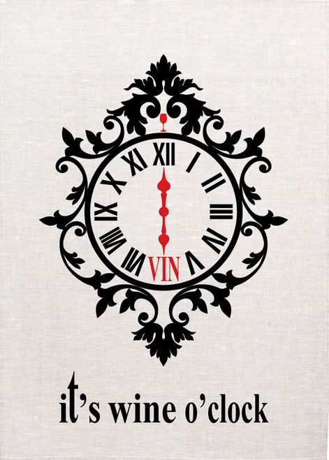 Wine, its wine O clock  Printed Tea Towel, Wine030_KT