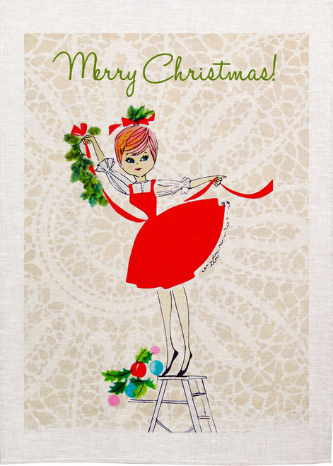 Merry Christmas Cheer tea towel