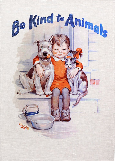 Be Kind To Animals Printed Tea Towel