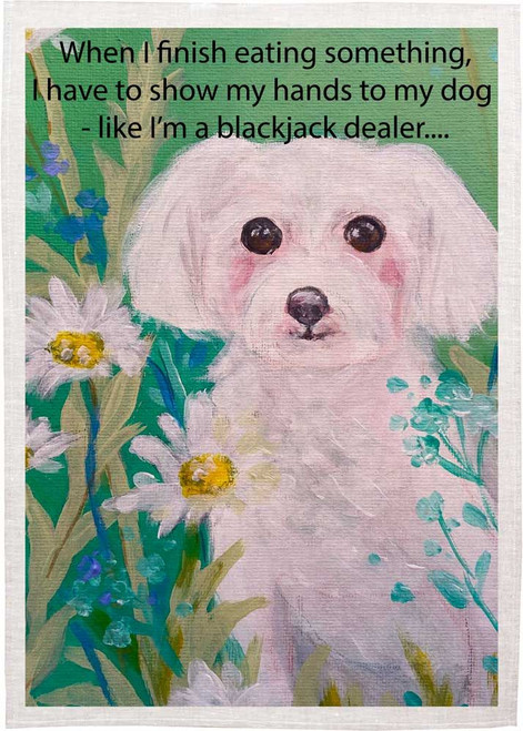 Blackjack Dealer Printed Tea Towel