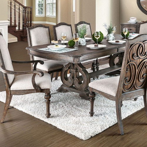 Arcadia 6 Pc. Dining Table Set (2AC+6SC) (CM3150T-9PC)