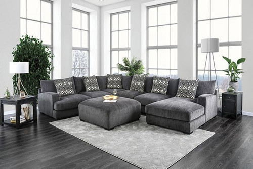 Kaylee U-Shaped Sectional w/ Ottoman, Right Chaise (CM6587-SECT-R+OT)