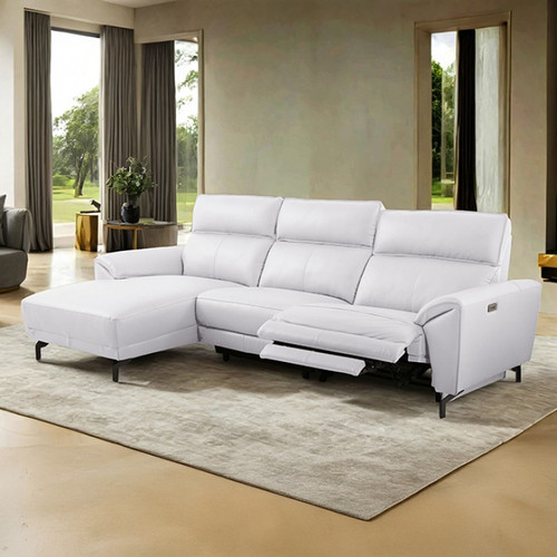 Themis Power Sectional, Left Chaise, White (CM9937WH-SECT-PM-L)