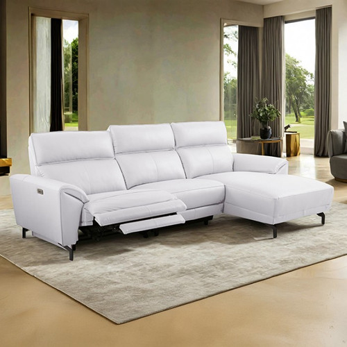 Themis Power Sectional, Right Chaise, White (CM9937WH-SECT-PM-R)