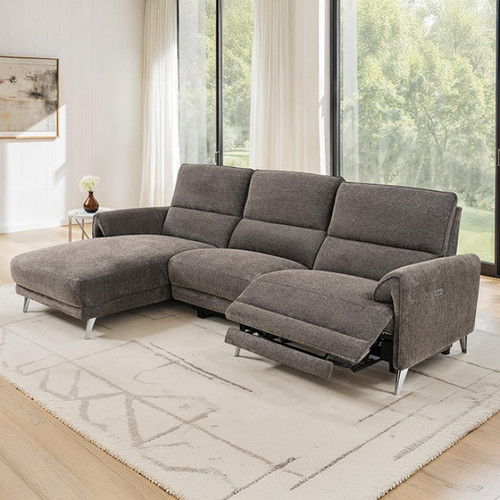 Brande Power Sectional, Left Chaise, Brown (CM9938BR-SECT-PM-L)