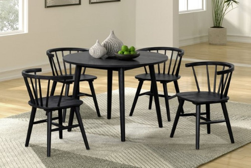 Yate 4 Pc. Dining Set, Black (FM3102BK-RT-5PC)
