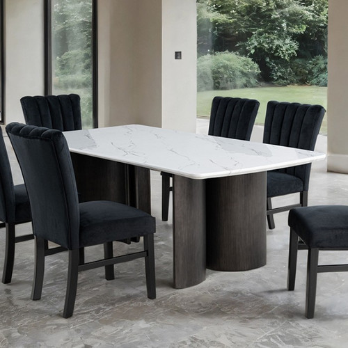 Selsey Dining Table (White Stone Top) (FM34007WH-T)