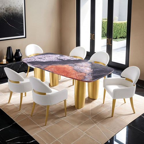 Northolt 5 Pc. Dining Table Set, White Chair (FM37004GY-T-5PC)