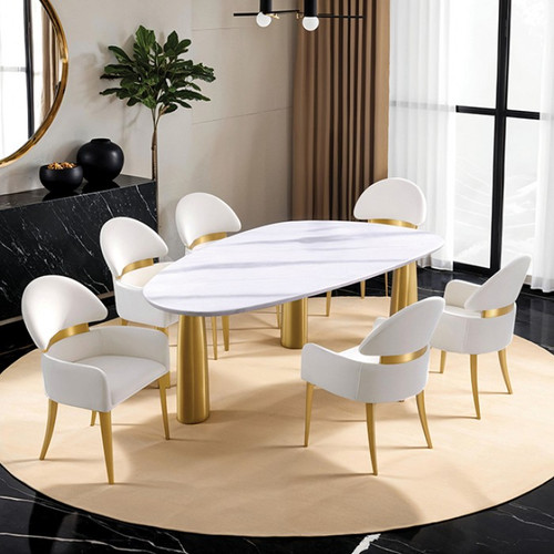 Northam 7 Pc. Dining Table Set, White Chair (FM37005WH-T-7PC)