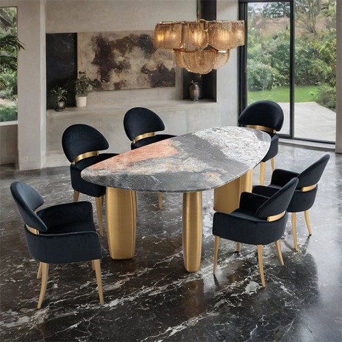 Northwich 6 Pc. Dining Table Set, Black Chair (FM37006GY-T-7PC-05BK)