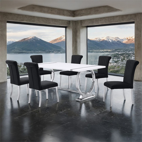 Holbaek 6 Pc. Dining Table Set, Silver - 80", SB Chair (FM37008SV-T-7PC-07SB)