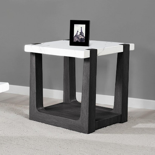 Sundbry End Table, White/Black (FM44010BK-E)