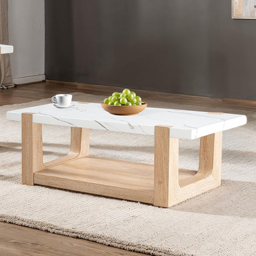 Sundbry Coffee Table, White/Natural (FM44010NT-C)
