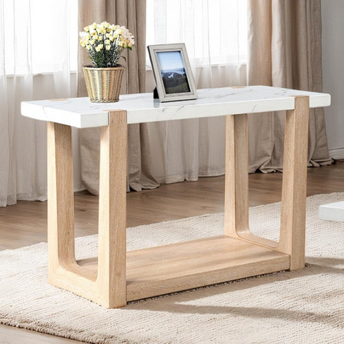 Sundbry Sofa Table, White/Natural (FM44010NT-S)