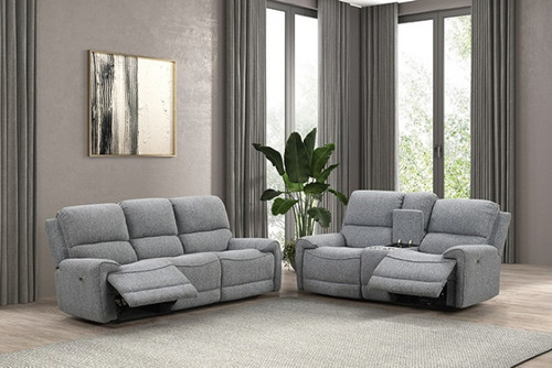 Morcote Power Sofa + Loveseat (FM62001GY-PM-2PC)