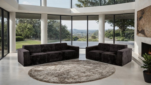 Kimara Sofa + Loveseat, Black (FM62100BK-2PC)