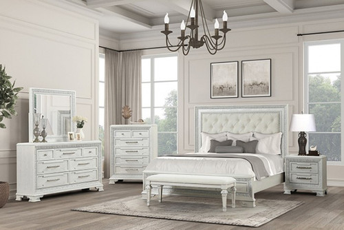 Stella Mia 4 Pc. Queen Uph Bedroom Set w/ 2Ns (FM70000WH-Q-F-5PC-2N)